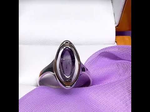 Marquise amethyst sterling silver fancy dress cocktail ring