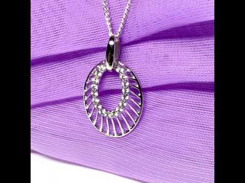 Oval shaped cubic zirconia sterling silver necklace