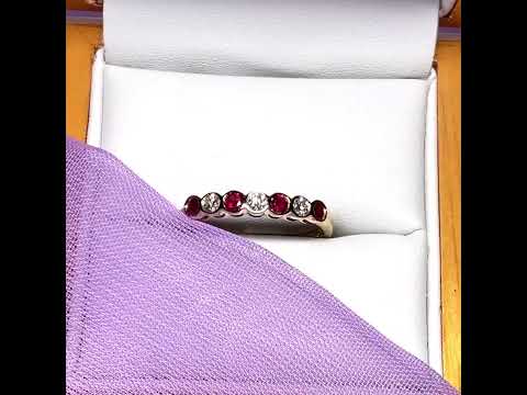 Video of a Real red ruby diamond eternity ring yellow gold