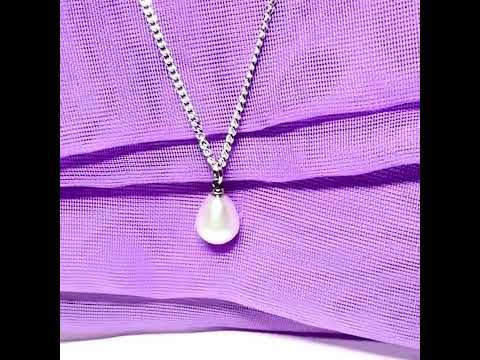 Video of a Necklace real freshwater cultured pearl dropped pendant with chain