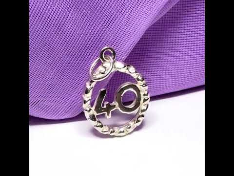 Video of 40th Birthday Round Circle Solid Sterling Silver Charm