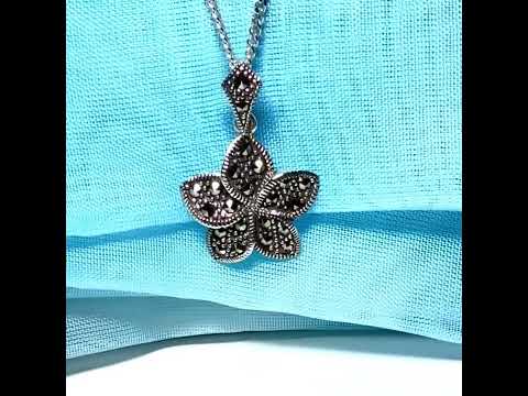 Marcasite flower necklace sterling silver star shaped pendant