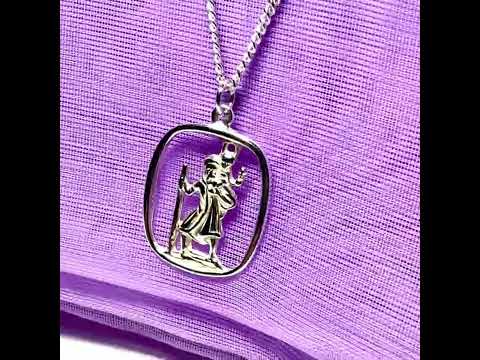 Sterling Silver cushion Shaped St. Christopher Including Chain