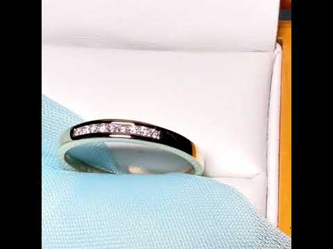 Real round cut diamond channel set eternity ring yellow gold 10 points