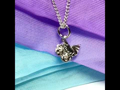Video of Pram Shaped Necklace Sterling Silver Pendant