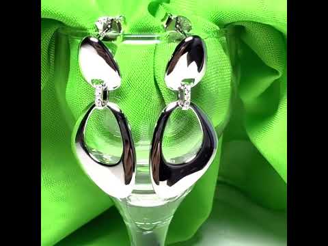 Video of a pair of Sterling Silver Double Drop Plain Polished Earrings