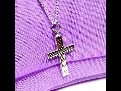 Cross solid necklace patterned sterling silver including chain