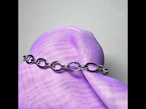 Oval Link Ladies Polished Solid Sterling Silver Bracelet