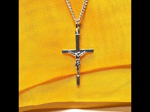 Solid sterling silver crucifix cross necklace with a chain