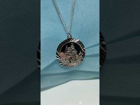 Double Sided Sterling Silver Double Sided St. Christopher Including Chain