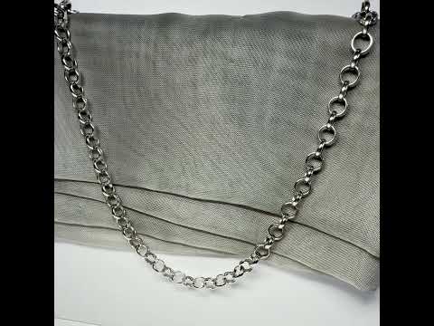 Men's solid sterling silver patterned round shaped belcher chain necklace