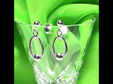 Video of Sterling silver pear and ball shaped drop earrings