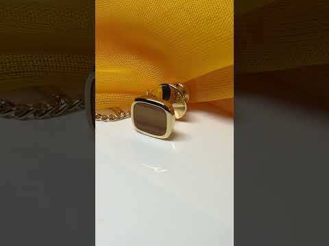 Real tigers eye cushion shaped gold plated tie pin tie tac