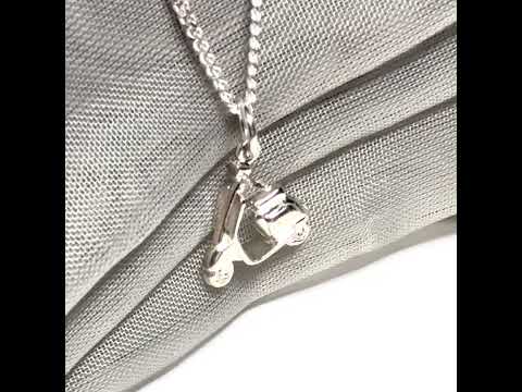 Video of a Vespa Scooter Shaped Necklace Sterling Silver Pendant with chain
