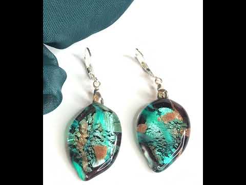 light green Real Murano glass drop earrings