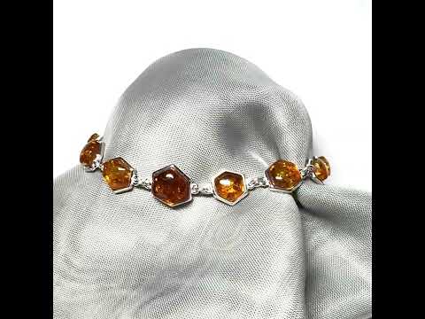Idea of a Hexagonal shaped real amber bracelet sterling silver
