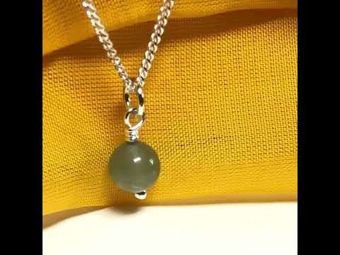Round green real jade round necklace with chain