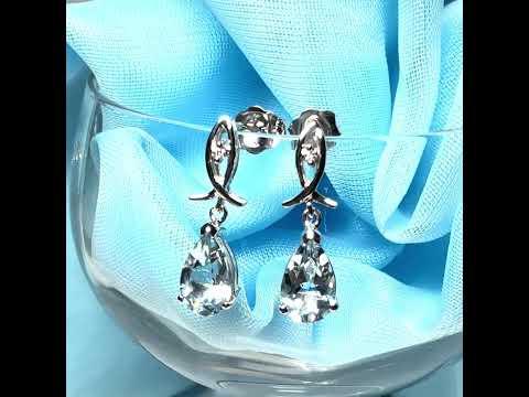 Aquamarine & Diamond White Gold Drop Earrings | Pear Cut Aquamarine Earrings