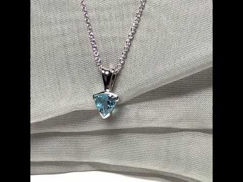 Video of a Triangle shaped real blue topaz necklace sterling silver pendant