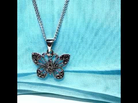 Marcasite Sterling Silver Butterfly Necklace Pendant