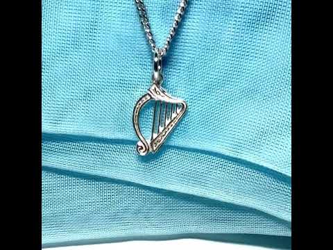 Harp Shaped Necklace Solid Sterling Silver