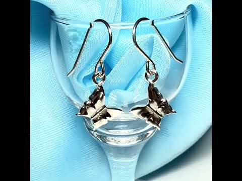 Video of Ladies butterfly shaped drop earrings sterling silver