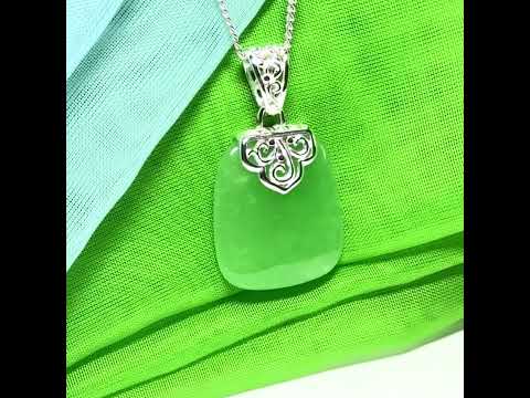 Real jade pendant green sterling silver large cushion shaped, a truly stunning necklace with chain