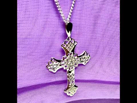 Sterling Silver Fancy Cut Out Cross Including Chain