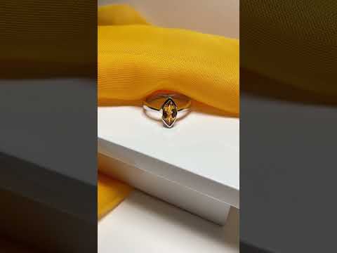 Real citrine ladies marquise shaped dress ring