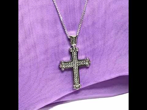 Large stone set cross sterling silver cubic zirconia fancy including chain
