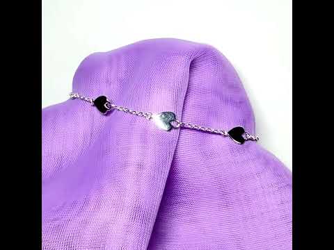 Video of a heart shaped link solid sterling silver ladies bracelet