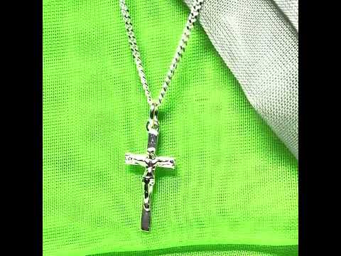Solid sterling silver crucifix cross necklace with chain