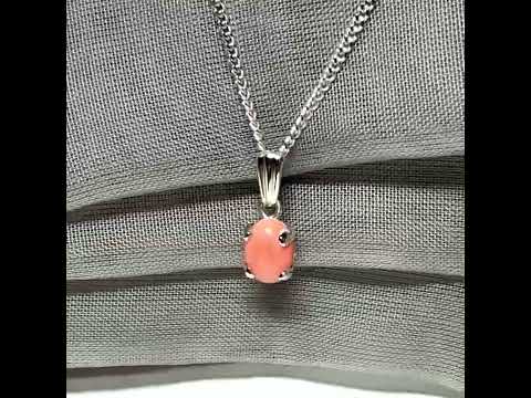 Video of a Real coral sterling silver oval necklace pendant