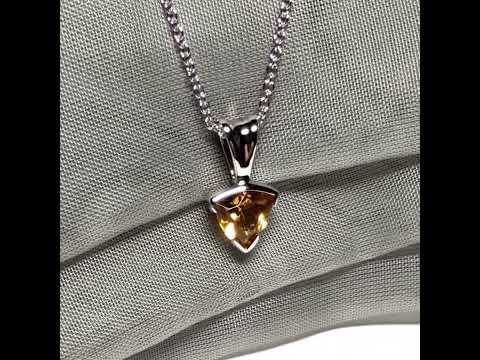 Video of a Triangle shaped real citrine necklace sterling silver pendant