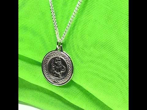 Sterling silver round St. Christopher 17 mm with chain