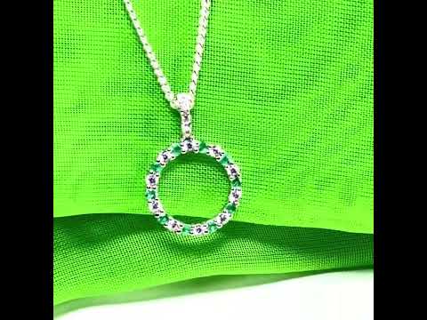 Real emerald Circle of Life round necklace pendant