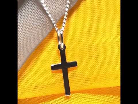 Small plain cross sterling silver necklace