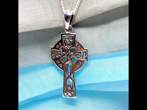 Large Sterling Silver Celtic Cross Including Chain