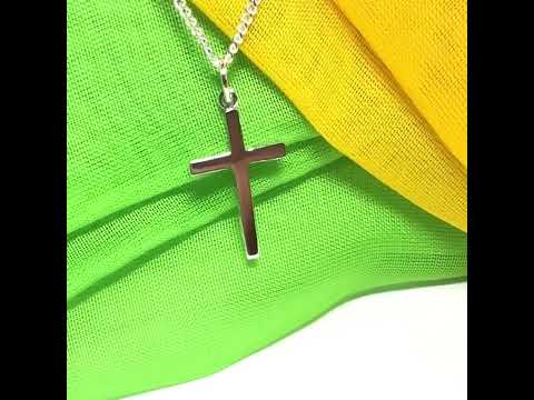 Sterling silver plain cross necklace including chain