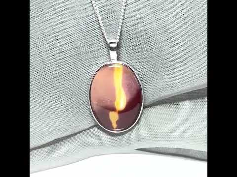 Large real Mookaite necklace oval shaped  sterling silver pendant