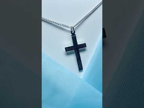 Solid cross patterned sterling silver diamond cut including chain
