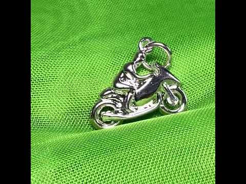 TT Racing Motorbike Charm Sterling Silver