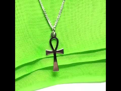 Solid sterling silver Ankh cross including a solid chain