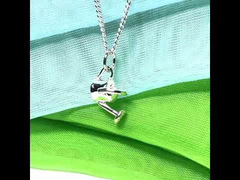 Gardening Necklace Solid Sterling Silver Watering Can Solid Pendant