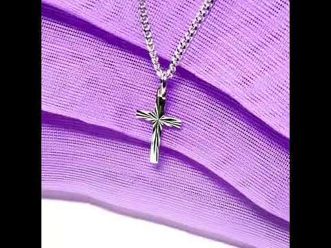 Sterling Silver Patterned Cross Including Chain