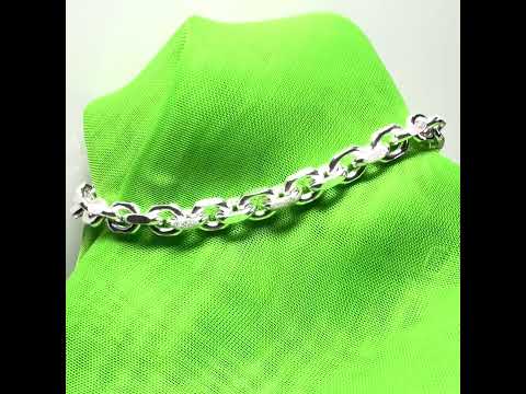 Ladies sterling silver solid heavy squared belcher bracelet