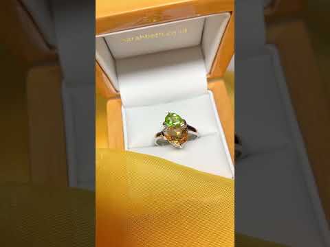 Real peridot and citrine cocktail dress ring