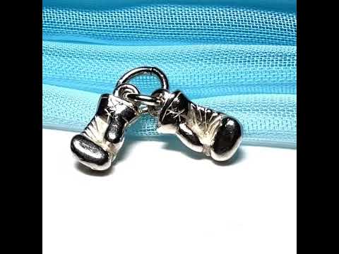 Boxing gloves shaped solid small charm sterling silver