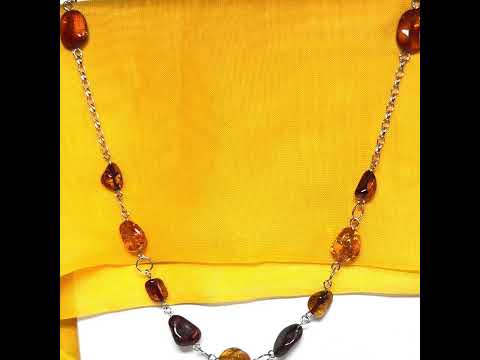 Real amber necklace sterling silver
