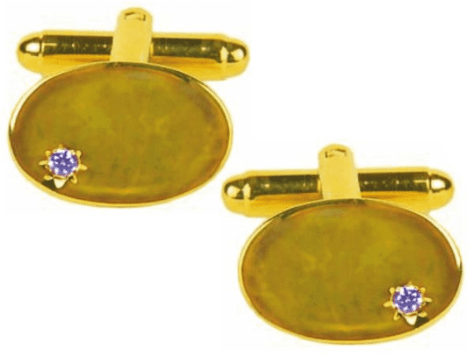 Real sapphire oval cufflinks gold plated
